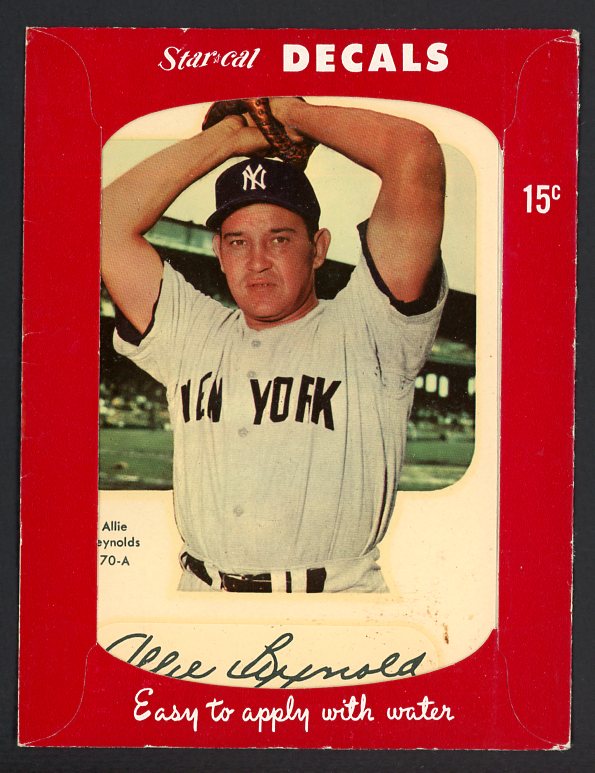 1952 Star Cal Decals 1 #070A Allie Reynolds Yankees 542419