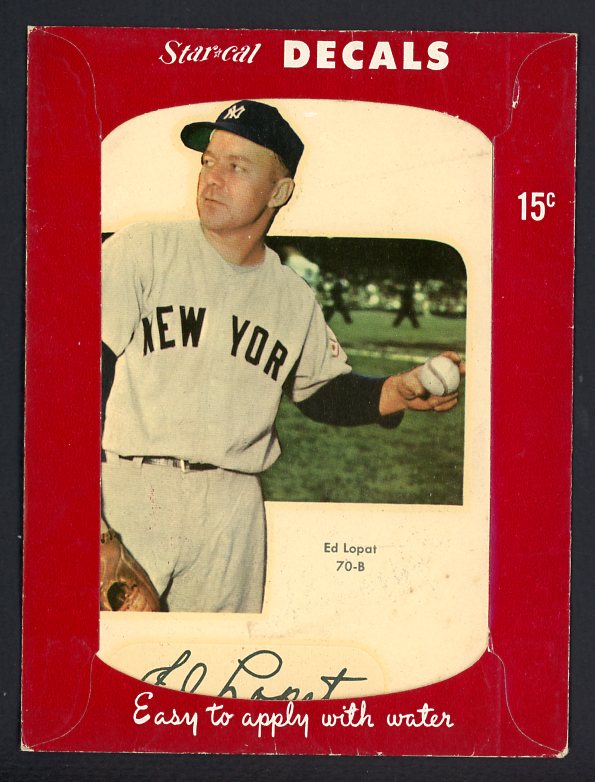1952 Star Cal Decals 1 #070B Eddie Lopat Yankees 542421