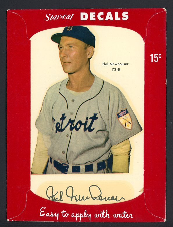 1952 Star Cal Decals 1 #072B Hal Newhouser Tigers 542435