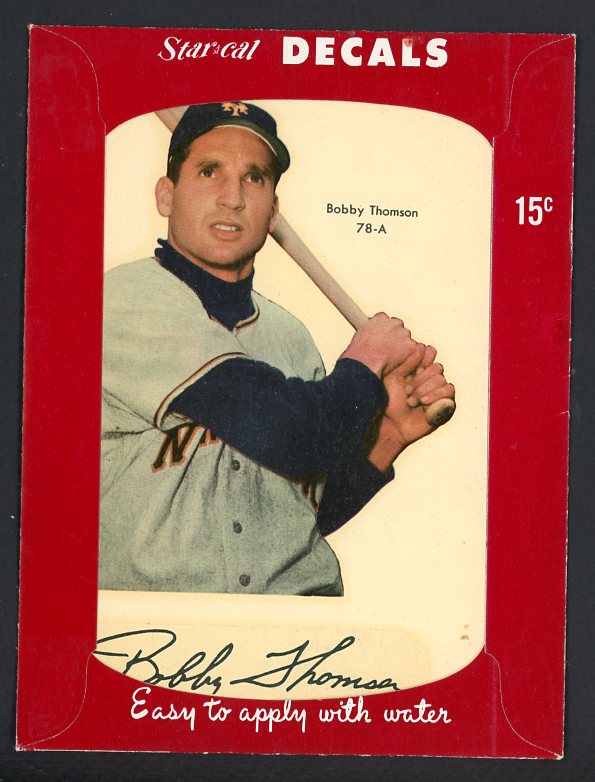 1952 Star Cal Decals 1 #078A Bobby Thomson Giants 542445