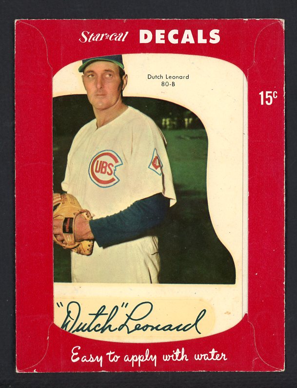 1952 Star Cal Decals 1 #080B Dutch Leonard Cubs 542456