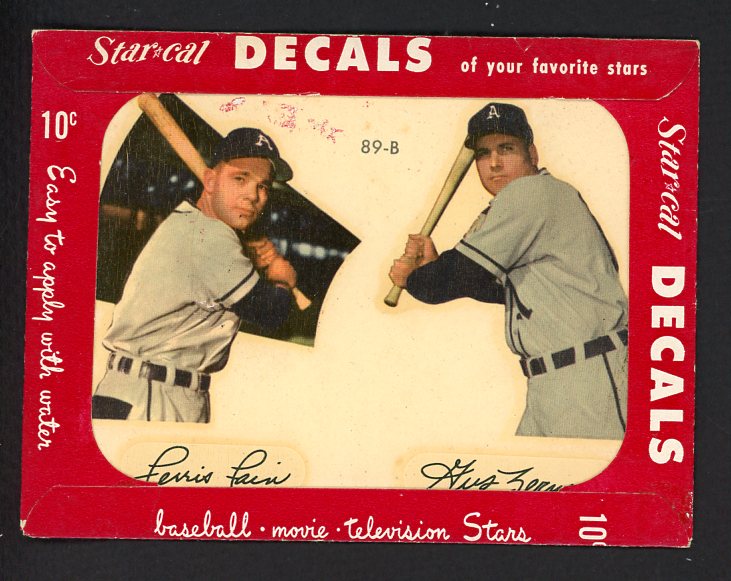 1952 Star Cal Decals 2 #089B Ferris Fain Gus Zernial 542469