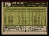 1961 Topps Baseball #531 Jim Coates Yankees NR-MT 542624