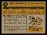 1960 Topps Baseball #530 Mike McCormick Giants NR-MT 542674