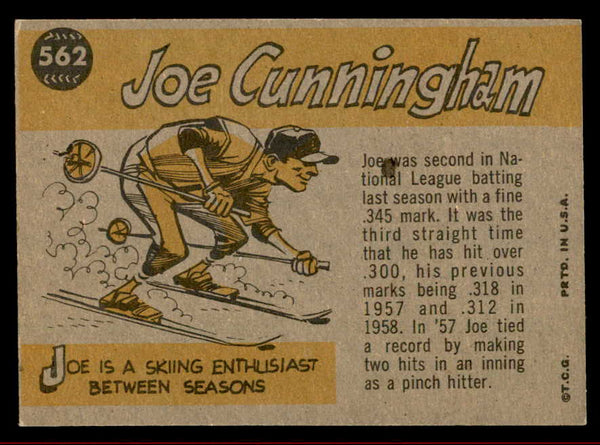 1960 Topps Baseball #562 Joe Cunningham A.S. Cardinals NR-MT 542689