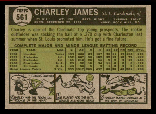 1961 Topps Baseball #561 Charley James Cardinals NR-MT 542780