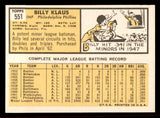 1963 Topps Baseball #551 Billy Klaus Philles NR-MT 542907