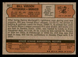 1972 Topps Baseball #661 Bill Virdon Pirates NR-MT 543089