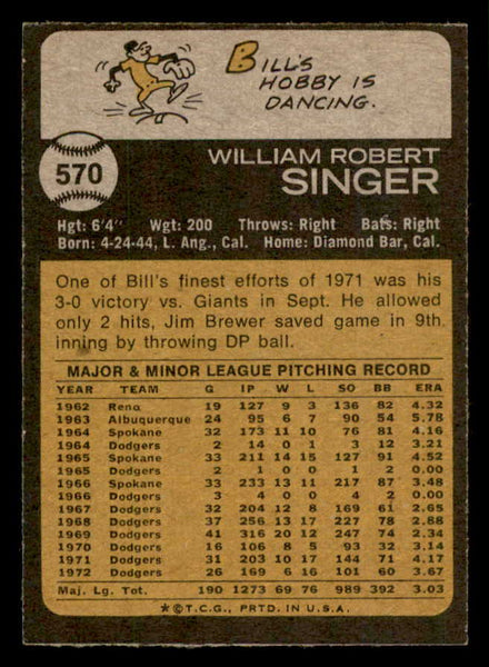 1973 Topps Baseball #570 Bill Singer Angels NR-MT 543188