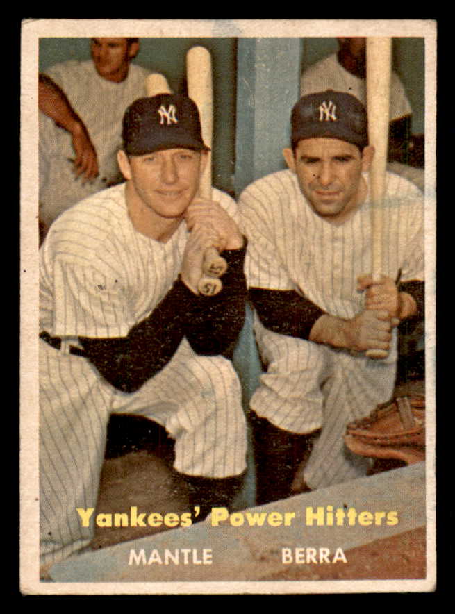 1957 Topps Baseball #407 Mickey Mantle Yogi Berra VG-EX 543233