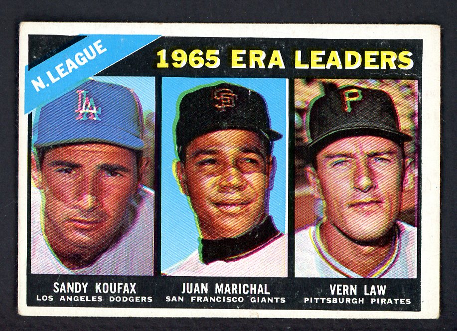 1966 Topps Baseball #221 N.L. ERA Leaders Sandy Koufax VG-EX 543257