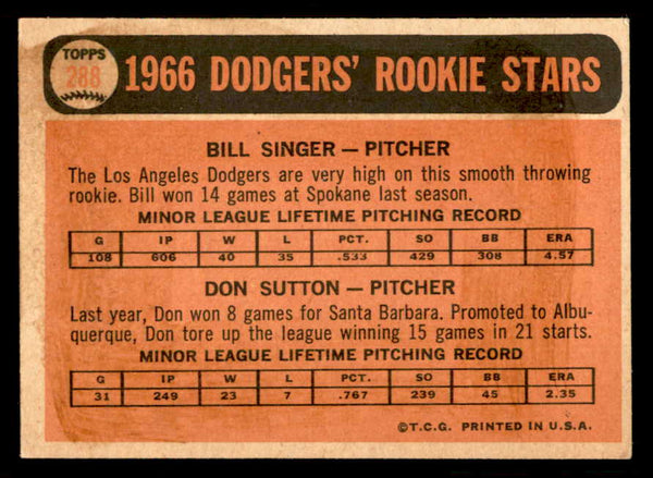 1966 Topps Baseball #288 Don Sutton Dodgers VG 543260