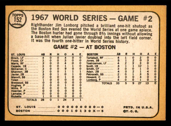 1968 Topps Baseball #152 World Series Game 2 Yastrzemski EX 543270