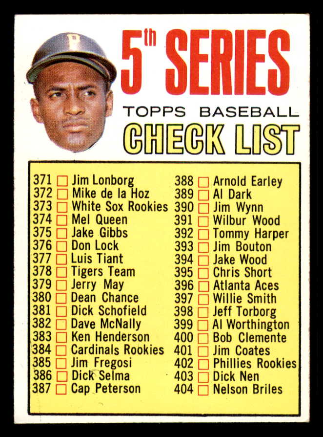 1967 Topps Baseball #361 Checklist 5 Roberto Clemente EX-MT 543281