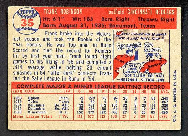 1957 Topps Baseball #035 Frank Robinson Reds VG-EX 543293