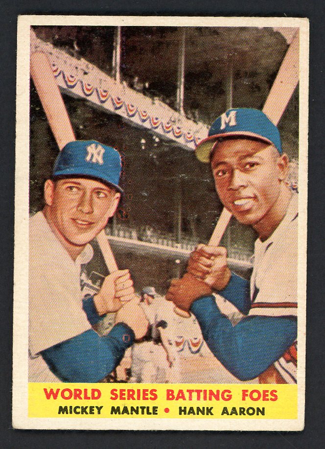 1958 Topps Baseball #418 Mickey Mantle Hank Aaron VG-EX 543294