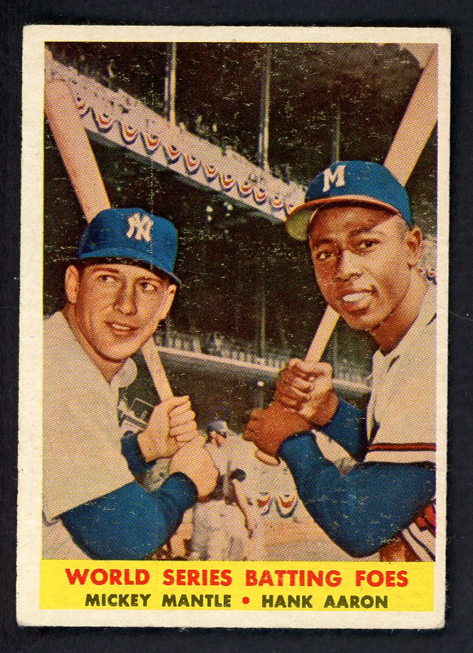 1958 Topps Baseball #418 Mickey Mantle Hank Aaron VG-EX 543296