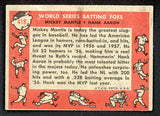 1958 Topps Baseball #418 Mickey Mantle Hank Aaron VG-EX 543296