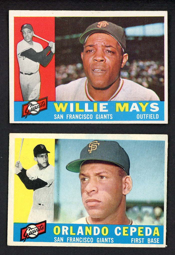 1960 Topps Lot #200 Willie Mays #450 Orlando Cepeda Nice Shape 543313