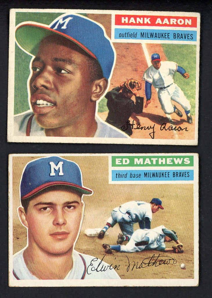 1956 Topps Lot #31 Hank Aaron #107 Eddie Mathews Mid Grade 543319