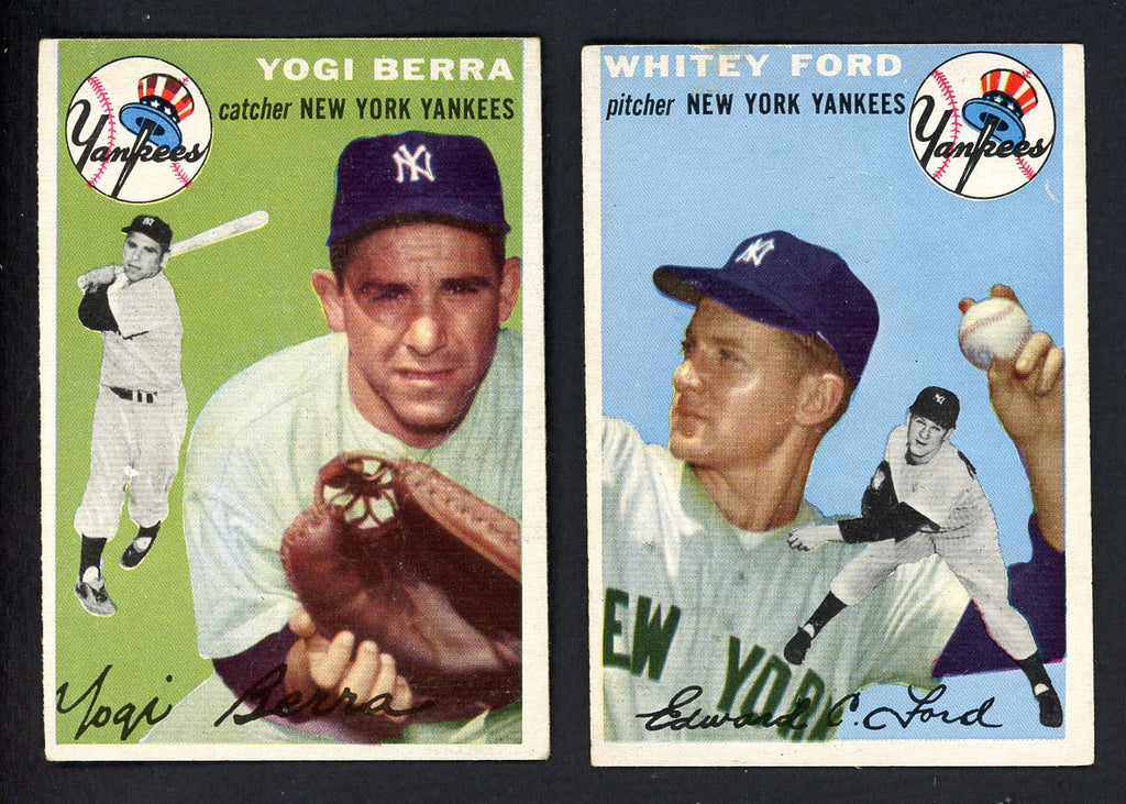 1954 Topps Lot #50 Yogi Berra #37 Whitey Ford EX+/EX-MT 543320