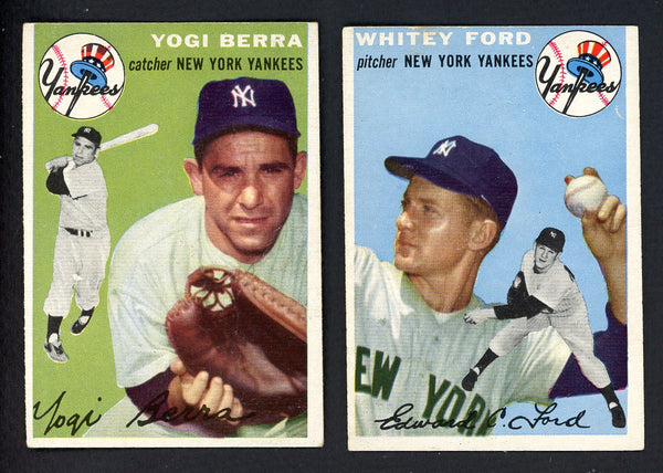 1954 Topps Lot #50 Yogi Berra #37 Whitey Ford EX+/EX-MT 543320