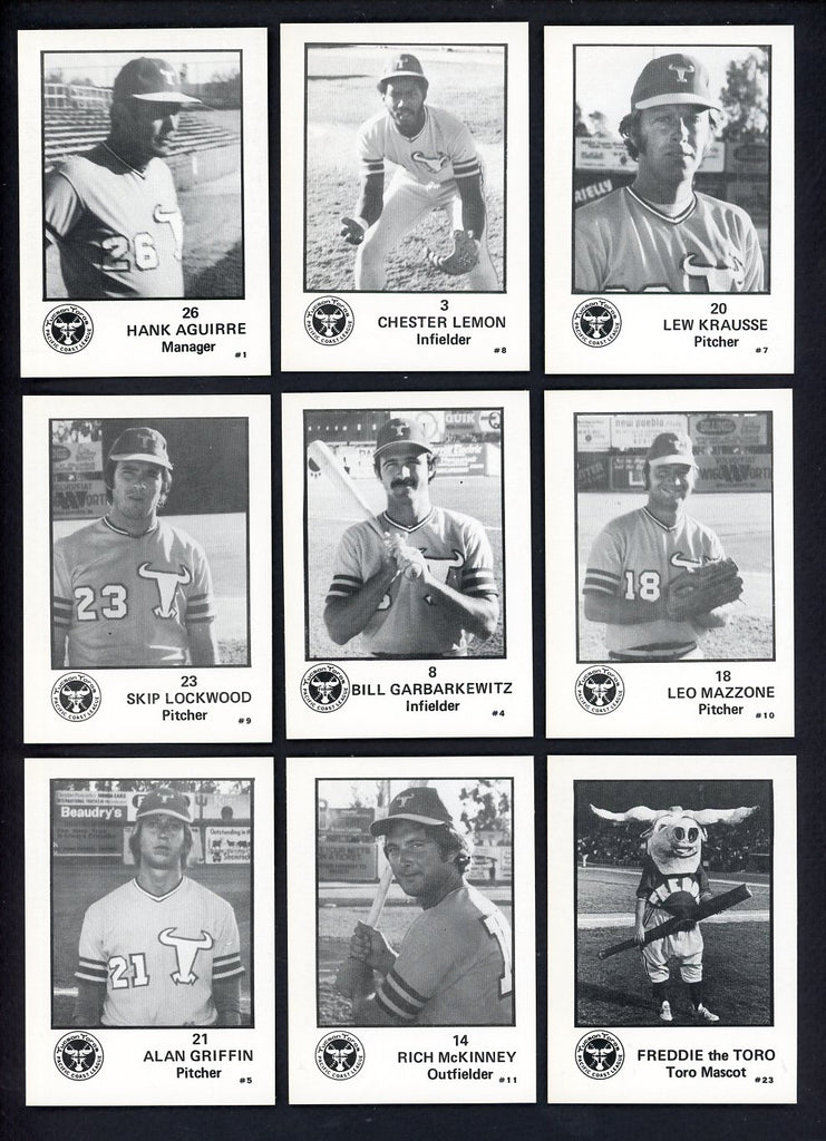 1975 Team Issue Tucson Toros Complete Set Chet Lemon 543342