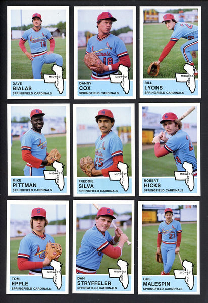 1982 Fritsch Springfield Cardinals Complete Set Danny Cox 543521