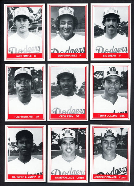 1982 TCMA Vero Beach Dodgers Complete Set Sid Fernandez 543528