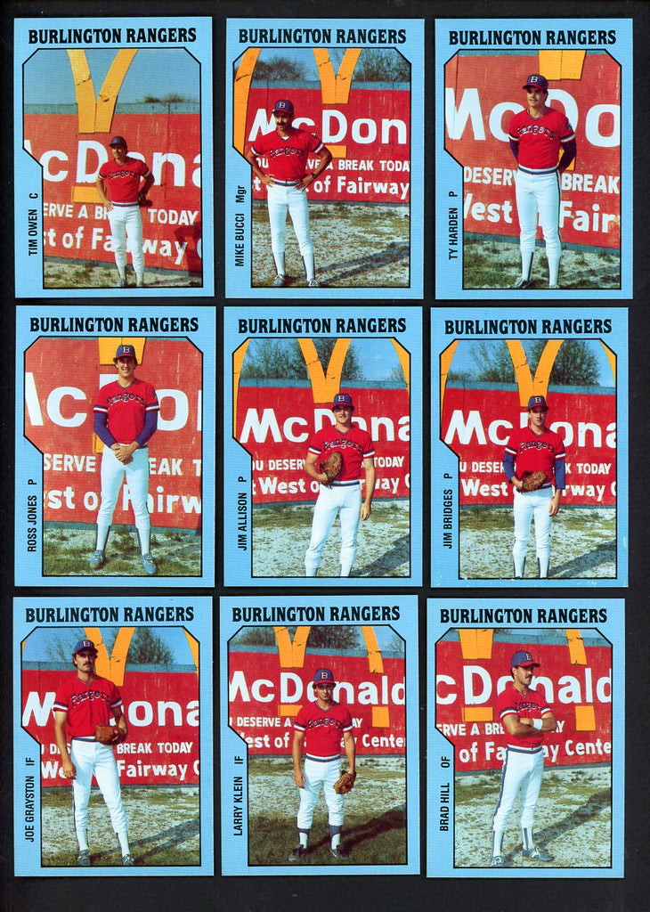 1985 TCMA Burlington Rangers Complete Set Ty Harden 543614