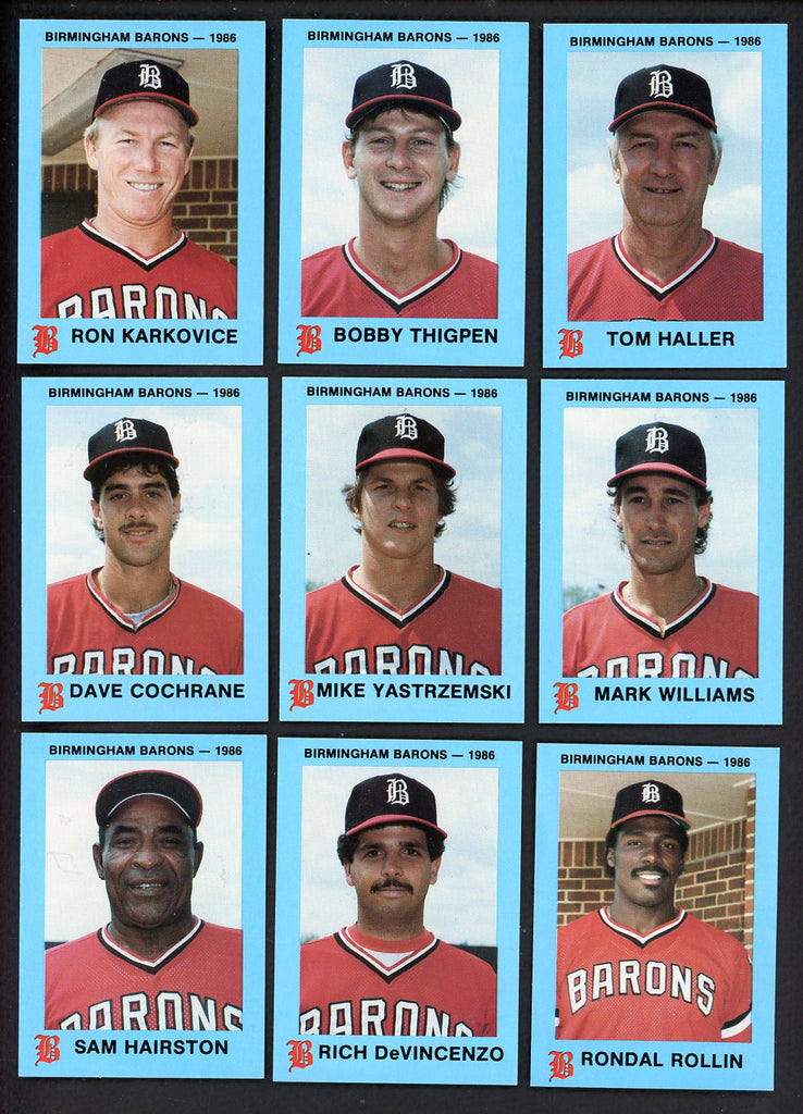 1986 Team Issue Birmingham Barons Complete Set Bobby Thigpen 543667