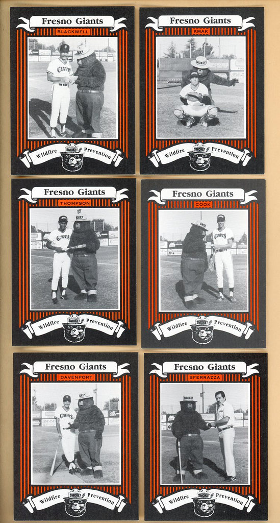 1986 Smokey Bear Fresno Giants Complete Set Tim Blackwell 543684