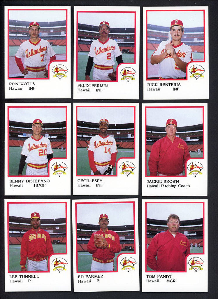 1986 Pro Card Hawaii Islanders Complete Set Felix Fermin 543689