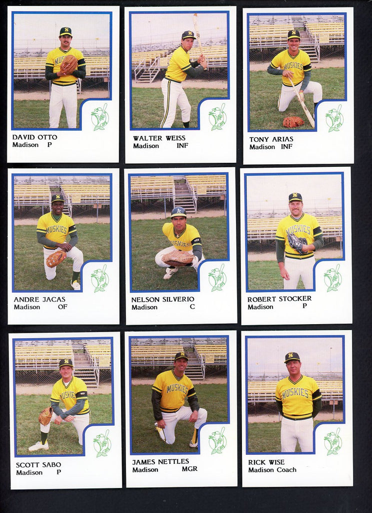 1986 Pro Card Madison Muskies Complete Set Walt Weiss 543701