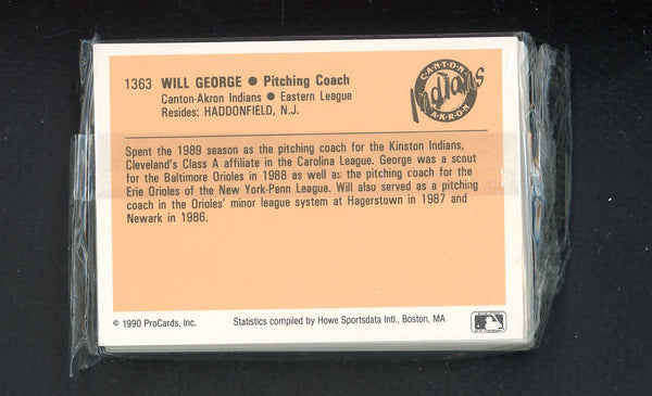 1990 Pro Card Canton Akron Indians Complete Set Charles Nagy 543782