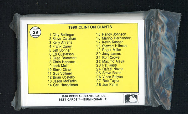 1990 Best Clinton Giants Complete Set Clay Bellinger 543789