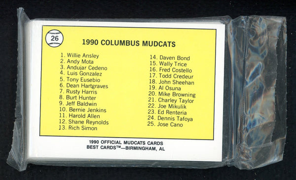 1990 Best Columbus Mud Cats Complete Set Luis Gonzalez 543792