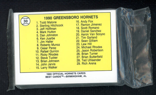 1990 Best Greensboro Hornets Complete Set Sterling Hitchcock 543804