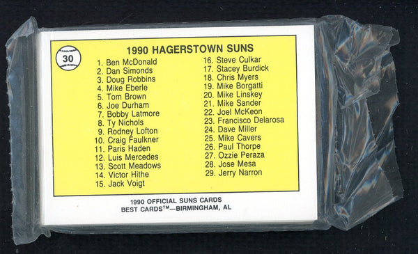 1990 Best Hagerstown Suns Complete Set Ben McDonald 543808