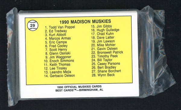 1990 Best Madison Muskies Complete Set Todd Van Poppel 543827