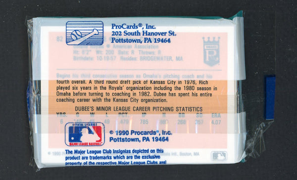 1990 Pro Card Omaha Royals Complete Set Bobby Meacham 543839