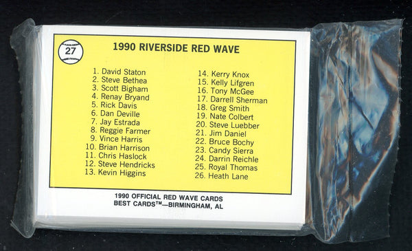 1990 Best Riverside Red Wave Complete Set Bruce Bochy 543852