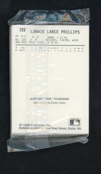 1988 Pro Card Clinton Giants Complete Set Rod Beck 543905