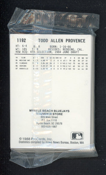 1988 Pro Card Myrtle Beach Blue Jays Complete Set Luis Sojo 543938