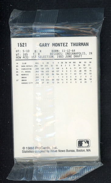 1988 Pro Card Omaha Royals Complete Set Jeff Montgomery 543942