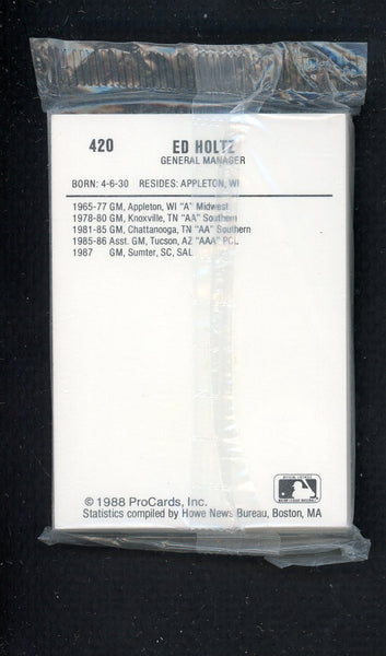 1988 Pro Card Sumter Braves Complete Set Ned Yost 543968