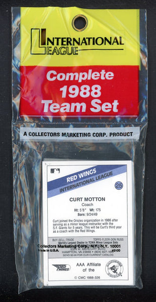 1988 CMC Rochester Red Wings Complete Set Mickey Tettleton 544007