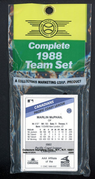 1988 CMC Vancouver Canadians Complete Set Ron Karkovice 544014
