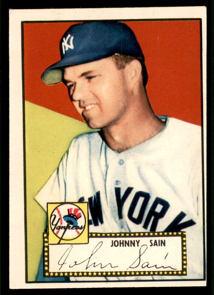 1952 Topps Baseball #049 Johnny Sain Yankees EX Red 544135