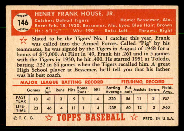 1952 Topps Baseball #146 Frank House Tigers EX-MT 544221